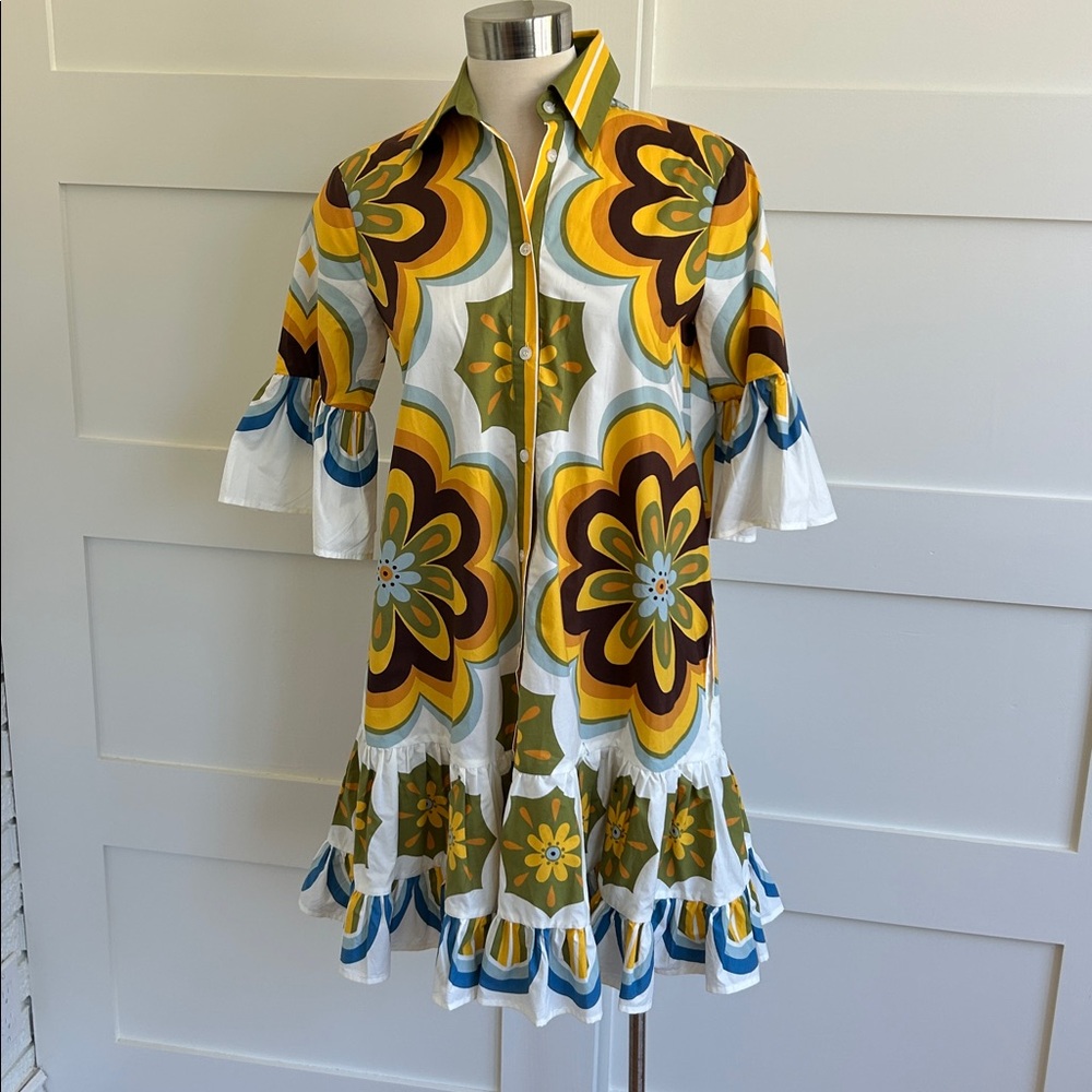 LA DOUBLE J- Choux floral geometric tiered dress - Picture 6 of 12